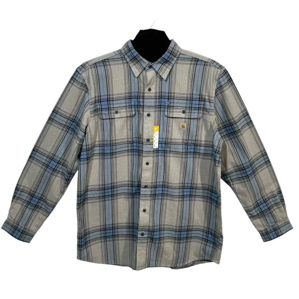 Carhartt Mens Heavyweight Plaid Flannel Shirt Size XL Tall Long Sleeve Loose Fit