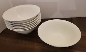 Food Network Set of 7 White Ripple Soup Salad Cereal Stoneware Bowls 7" x 2.5" - Picture 1 of 4