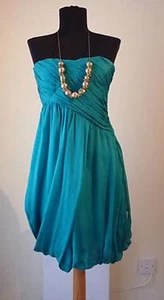 Nwt Zara Verde Turquesa Pura Seda Sujetador Bandeu Griego Vestido Mini XS Xs 6 2 - Imagen 1 de 2
