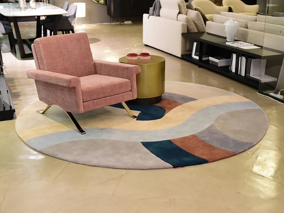 Women weaver Round Multi Color Hand-Tufted Wool Rug (No Additional Fees) - Image 1 of 4