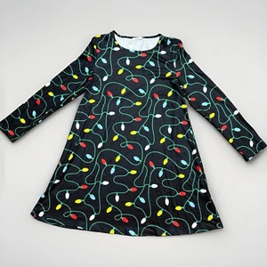 New Christmas Sweater Dress Light Bulbs Ugly Black W/Color Bulbs Swing Dress L - Picture 1 of 2