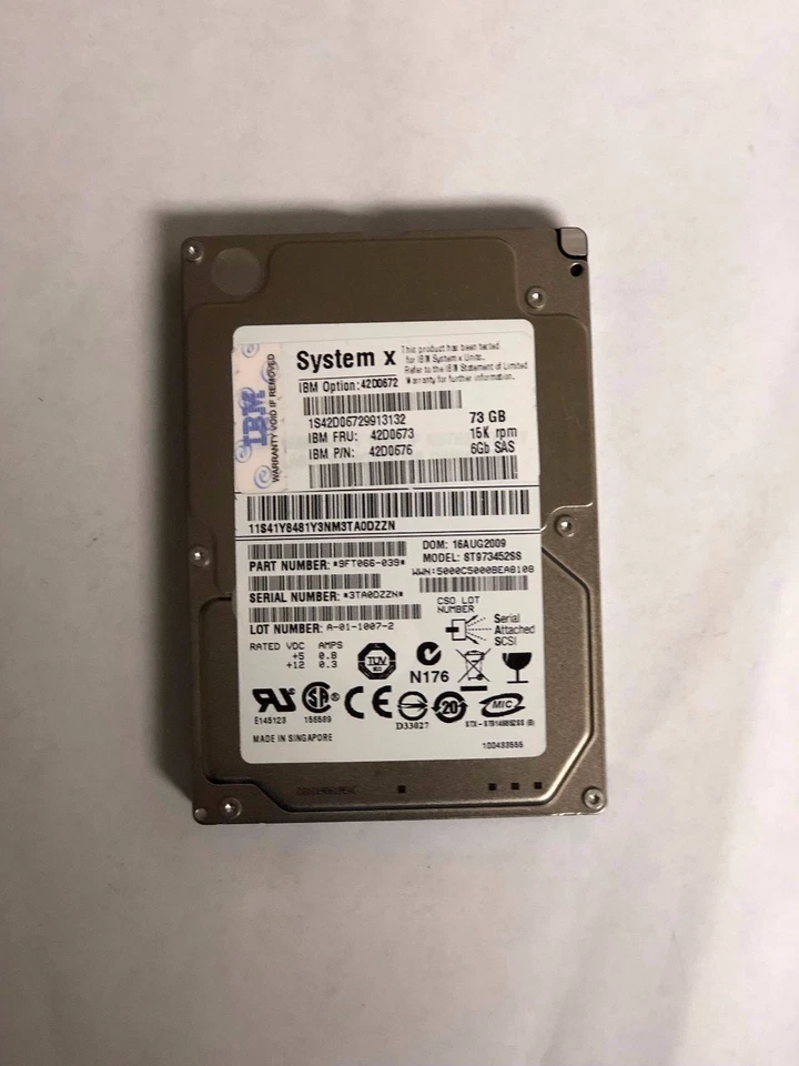 42D0673 IBM 42D0672 73GB 15K 6G SAS SFF 2.5'' HOT SWAP HDD HARD DRIVE W/O TRAY - Image 1 of 1