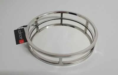 Spiegeltablett Tablett Dekotablett silber rund 28x28x5cm  Glas + Metall Colmore - Bild 1 von 4