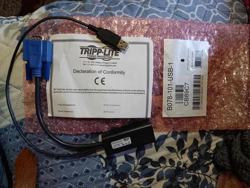 Tripp-Lite Black Blue B078-101-USB-1 USB Black Server Interface Unit - Image 1 of 1