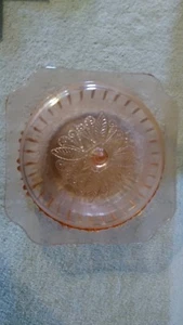 Jeanette Glass Adam Pattern Depression Glass Pink Covered Casserole Dish NICE - Picture 1 of 7