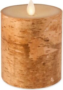 NIB Luminara Premium Flameless Flickering Birch Wax Pillar Candle 3.25”  x 4.5”
