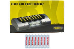Powerex MH-C800S Eight Slot Charger & 8 AAA Tenergy NiMH Batteries (1000 mAh) - Picture 1 of 1