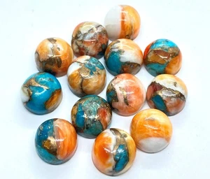 AAA Oyster Copper Turquoise Round Flat Back Loose Gemstone For Assorted Jewelry - Picture 1 of 19