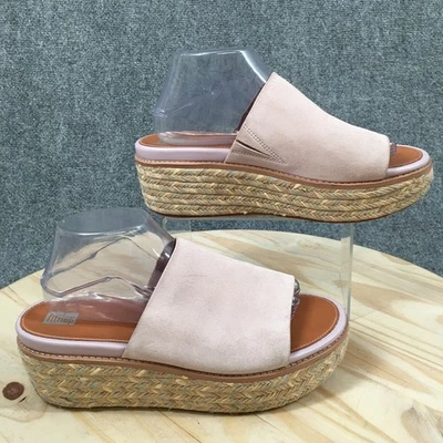 FitFlop 凉鞋女式 10 Eloise 一脚蹬厚底楔形拖鞋粉色 — 第 1/4 张图片