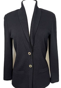 St.John knit black jacket logo buttons pockets NWOT size 4 - Picture 1 of 4