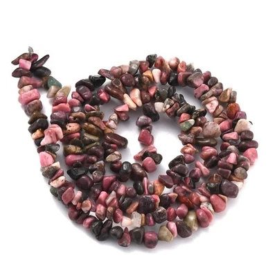 Rhodonit Edelstein Splitter Nuggets ~ 4-8mm Strang Chips Perlen auffädeln - Bild 1 von 3