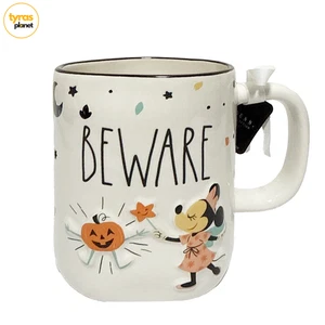 Taza Rae Dunn Disney Minnie Mouse Truco o trato Halloween Fantasma 'Cuidado' Nueva - Imagen 1 de 4