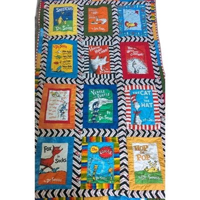 Dr Seuss Handmade Baby Quilt 37x60in - Image 1 of 4