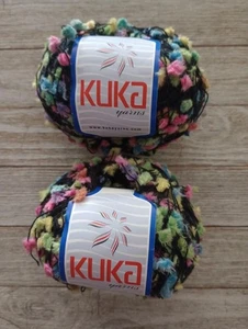 crochet kuka yarn pom pom 2 skein 50 grams 3.7 oz total pink blue yellow - Picture 1 of 2