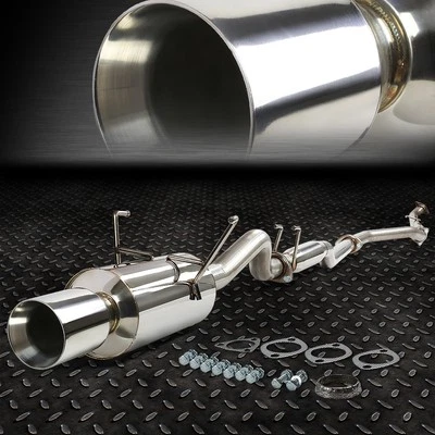 FOR 01-05 HONDA CIVIC DX/LX 4" ROLLED MUFFLER TIP RACING CATBACK EXHAUST SYSTEM - Image 1 of 4