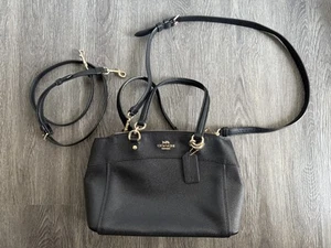 Coach Mini Brooke Carryall Black Crossgrain Leather Satchel Bag Purse - Picture 1 of 13
