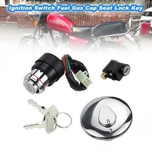 Ignition Switch Fuel Gas Cap Seat Lock Key Motorcycle Fit For Suzuki GN125 1995 - Picture 1 of 15