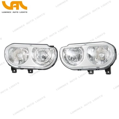 Pair of Headlights Fit For Dodge Challenger 2008-2014 Halogen Chrome Housing Foto 1 de 4