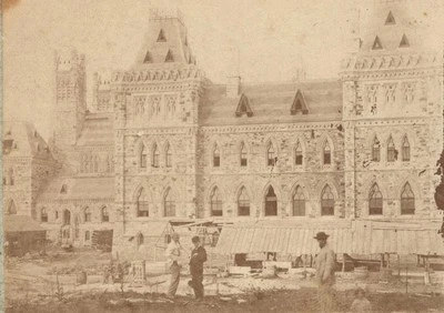 CANADA PHOTO SV- Ottawa - Parliament Buildings CONSTRUCTION Sheds c1860 Topley? - Image 1 of 3