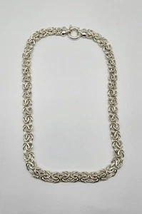 Signed Milor Italy Sterling Silver 925 Woven Byzantine Wheat Chain Necklace 18” - Picture 1 of 5