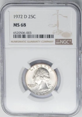 1972-D Washington Quarter 25c MS68 NGC 950813-12 - Image 1 of 3