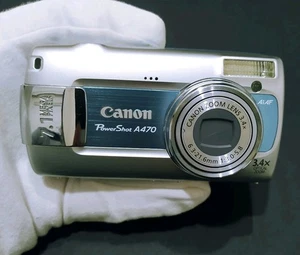 Canon PowerShot A470 7.1MP Digital Camera - Gray & blue - Picture 1 of 9