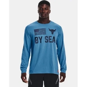 Under Armour Project Rock By Sea Camicia Manica Lunga Uomo Blu Taglia Large Nuova - Foto 1 di 16