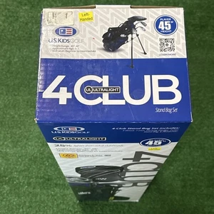 US Kids Golf UL 45” Height WT25 4-Club Stand Bag Set Black/Blue Trim LEFT HANDED - Picture 1 of 7