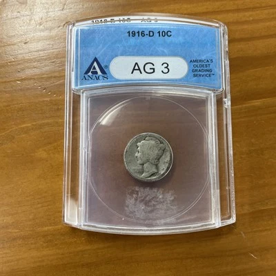 1916 D mercury dime Anacs AG3 - Image 1 of 3