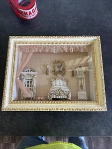 Vintage 3D Picture Shadow Box Diorama Victorian Style Room Frame Sz 12.50"x9.75" - Picture 1 of 4