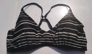 Athleta Swim Top Built In Underwire Bra Sz 34 D/DD Black w/White Stripes - Picture 1 of 3