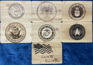 Military Bamboo Bar Cutting Board Laser Engraved 8.625”x 5.875” - Bild 1 von 15