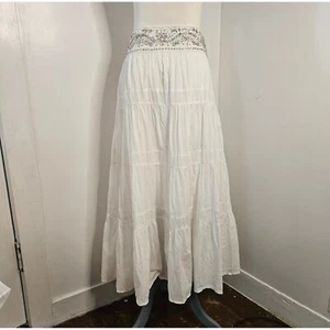 Old Navy Crinkle Gauze Maxi White Skirt Lined Sparkle Waist Size 12 Boho - Bild 1 von 10