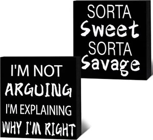2 Pcs Room Decor for Teen Girls, Sweet Sorta Wooden Signs black and white - Picture 1 of 3