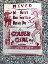 1951 NEVER Sheet Music from GOLDEN GIRL starring MITZI GAYNOR by Newman, Daniel