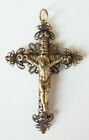 Croix argent massif 19e normand régional silver cross chapelet crucifix