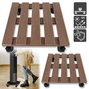 2x WPC Rolluntersetzer Pflanzenroller Blumenroller Rollbrett Quadratisch 30x30cm - Bild 1 von 12