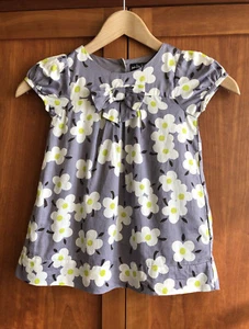 Mini Boden Girls Cotton Dress Age 2-3 Years Grey White Yellow Floral/Daisy Print - Picture 1 of 16