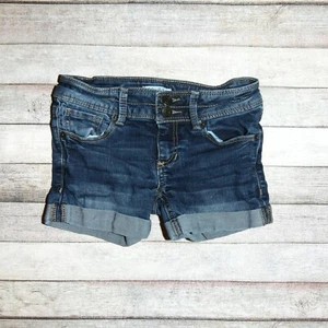 MUDD Girls Size 7 Denim Blue Cuffed Jean Shorts - Picture 1 of 10