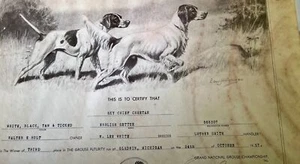 Grouse Futurity Certificate Award English Setter 3rd Place 1957 Michigan 11x14in - Picture 1 of 5