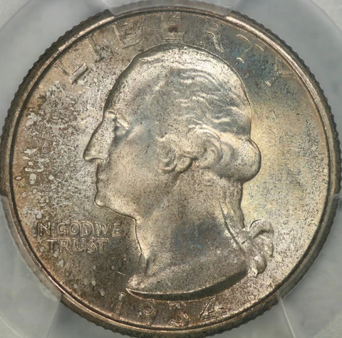 1934 Medium Motto Washington Quarter PCGS MS67 Cover