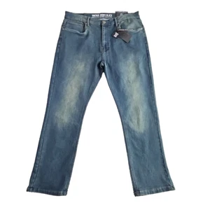Vintage Genes Black VGB Jeans Men's 36W x 32L Relaxed Fit French Terry Denim NWT - Picture 1 of 22
