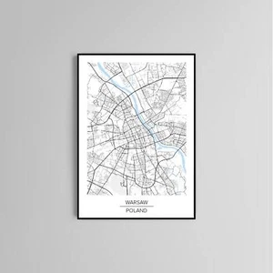 Warsaw map print poster print map gift map art map poster home accessories - Picture 1 of 5