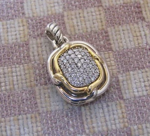NEW DAVID YURMAN STERLING LABYRINTH PENDANT WITH DIAMONDS & GOLD (retail $2500) - Picture 1 of 6
