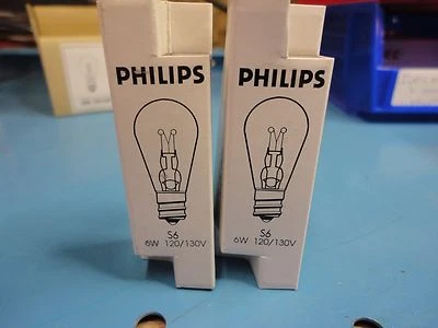 New, Free Ship, Pair of Philips 6S6 6W Clear Candelabra Screw E12  Bulb 120/130v - Image 1 of 2