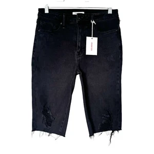 GOOD AMERICAN Good Bermuda pantalones cortos vaqueros desgastados talla 6/28 - Imagen 1 de 8