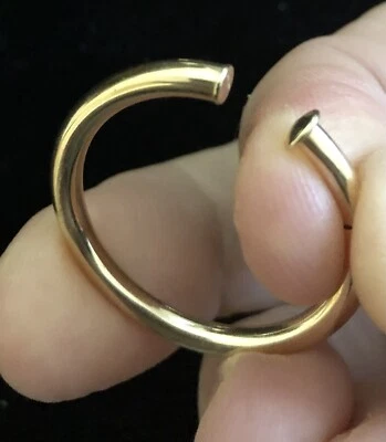 14k Vintage Yellow Gold Clip On Slide Hoops 1” Signed MB 2.82g Earrings - Image 1 of 4