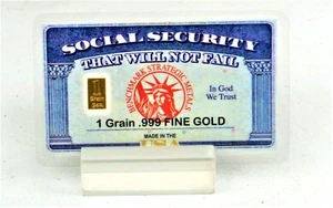 1 GRAIN 24K GOLD BARS "SOCIAL SECURITY THAT WILL NOT FAIL" - IN COA CARD - Picture 1 of 3