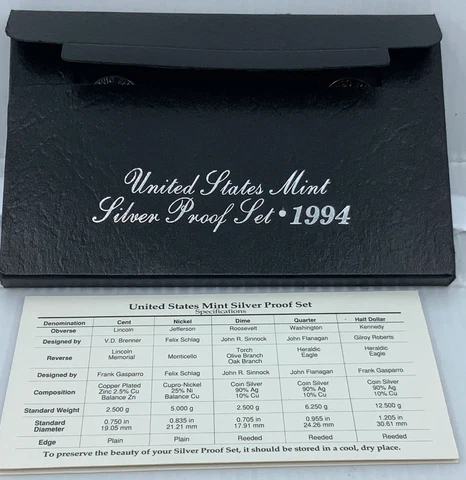 1994S US President JFK Proof Silver Half Dollar Quarter US Coin SET of 5 i114483 Cover