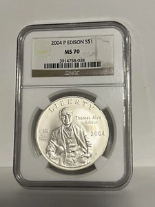 2004 P Edison Silver $1 NGC MS70 - Picture 1 of 2